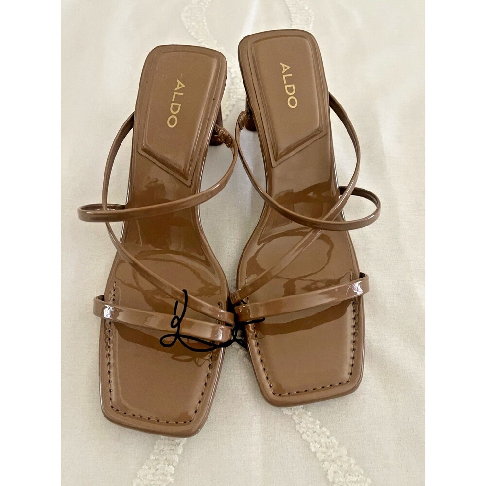 ALDO Sz 9.5 Slip-On Dress Women's Sandal 3-in Stiletto Heel Brown/Medium Beige